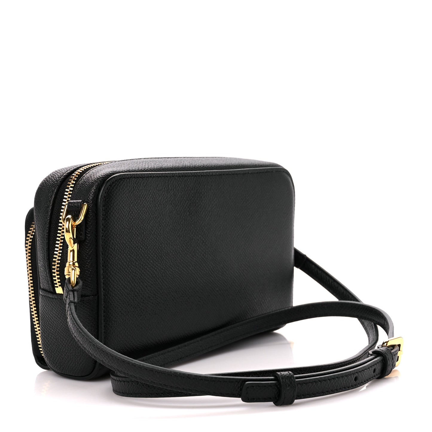 Grained Calfskin Caro Double Pouch Black