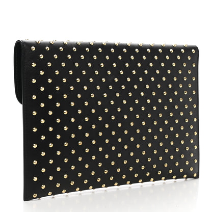 Alexander McQueen Calfskin Studded Skull Envelope Clutch Black 3 of 10