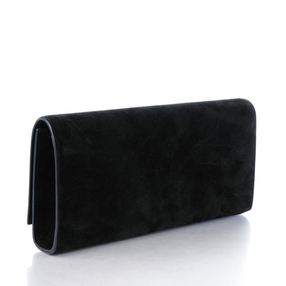 Saint Laurent Suede Cassandre Tassel Clutch Black 3 of 8