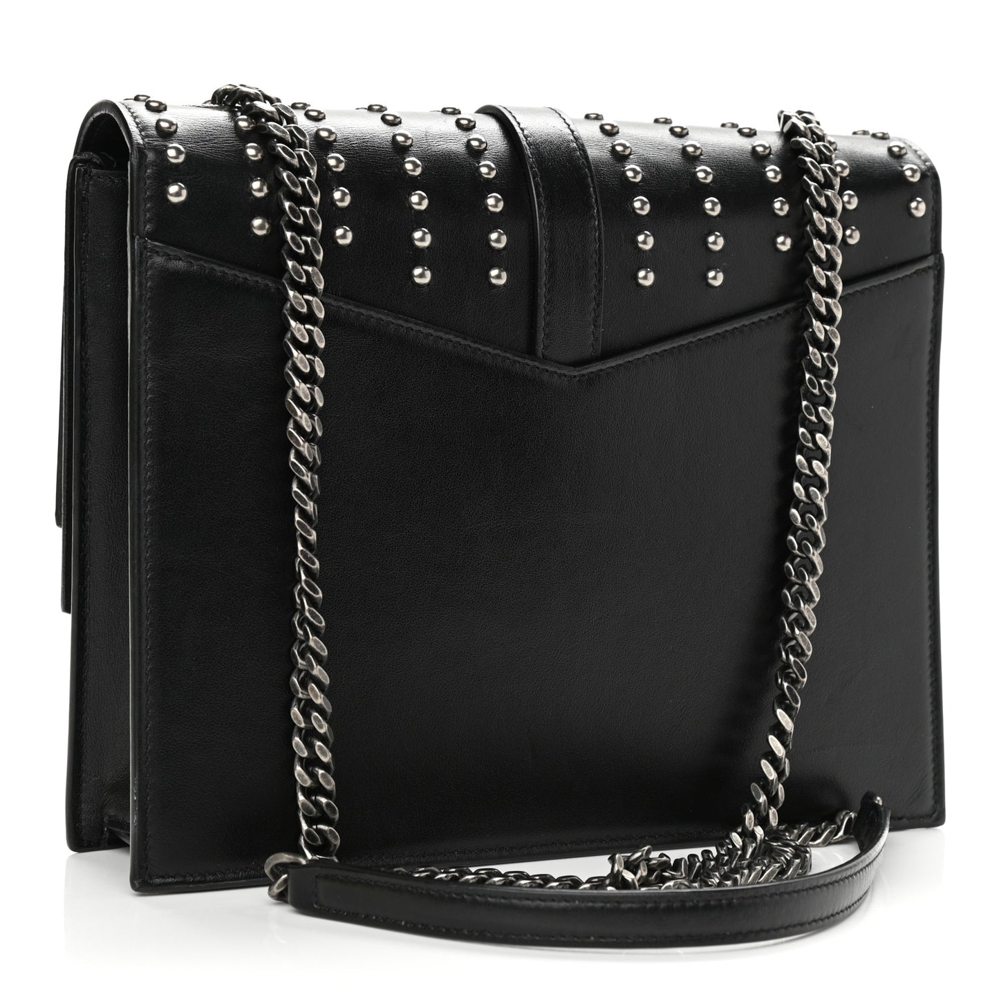 Calfskin Studded Monogram Medium Sulpice Shoulder Bag Black