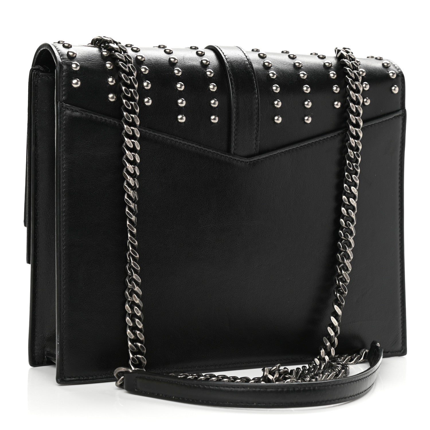 Saint Laurent Calfskin Studded Monogram Medium Sulpice Shoulder Bag Black 3 of 12