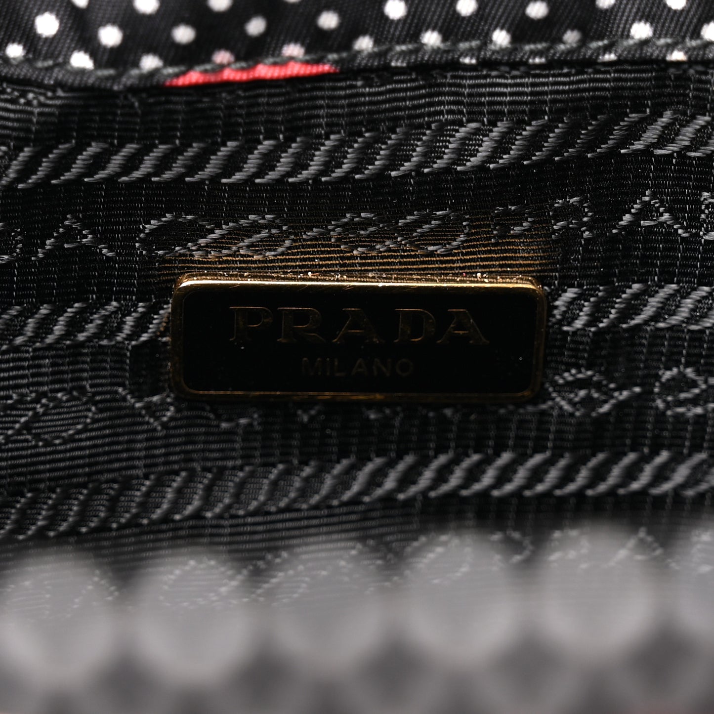 Tessuto Nylon Saffiano Lips Print Bucket Wristlet Black
