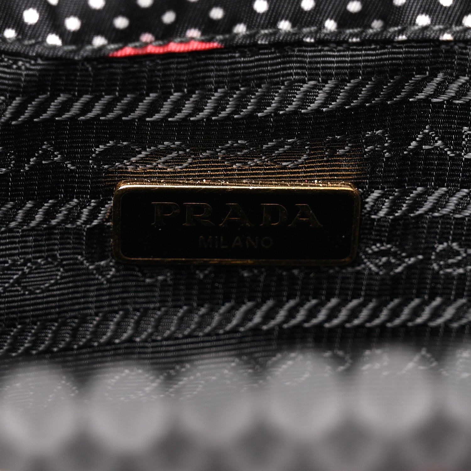 Prada Tessuto Nylon Saffiano Lips Print Bucket Wristlet Black 6 of 9