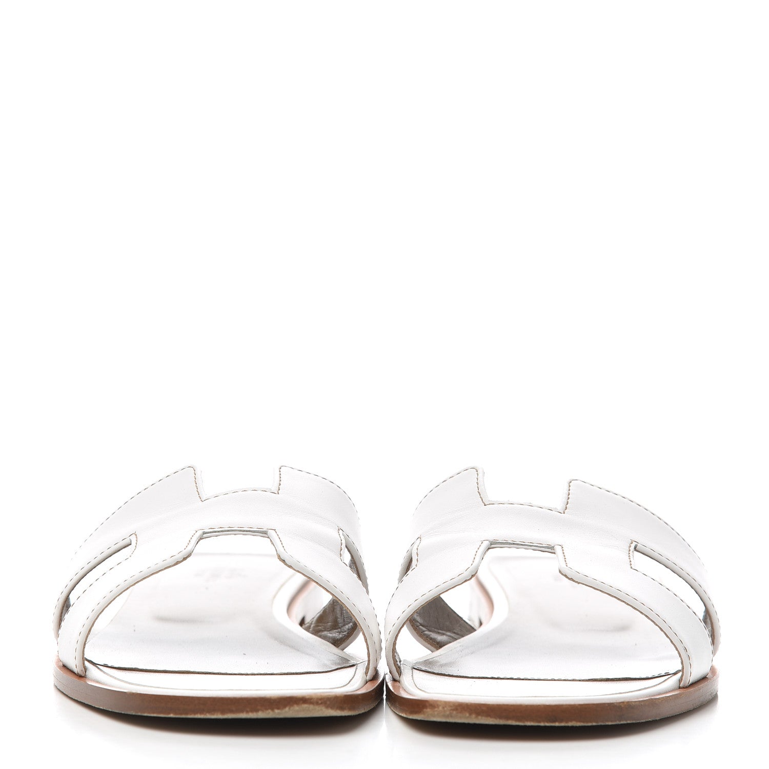 Hermes Box Calfskin Oran Sandals 40 White 2 of 19