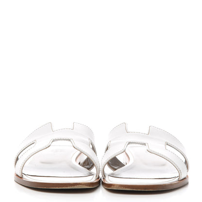 Hermes Box Calfskin Oran Sandals 40 White 2 of 19