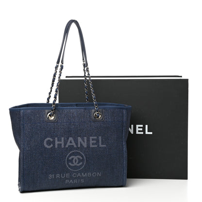 Chanel Woven Straw Raffia Small Deauville Tote Blue 10 of 10