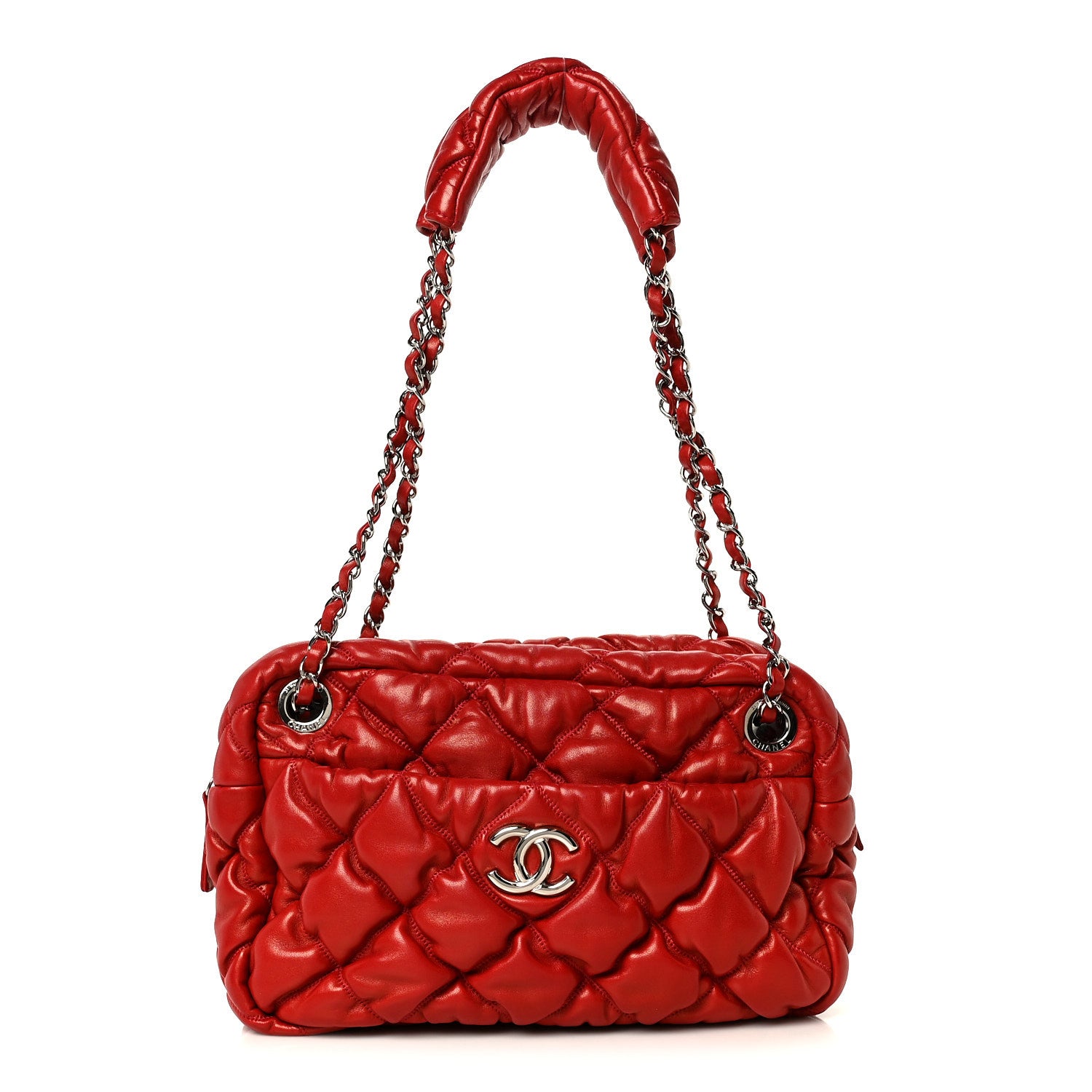 Chanel Lambskin Bubble Quilt Camera Case Red 1 of 10