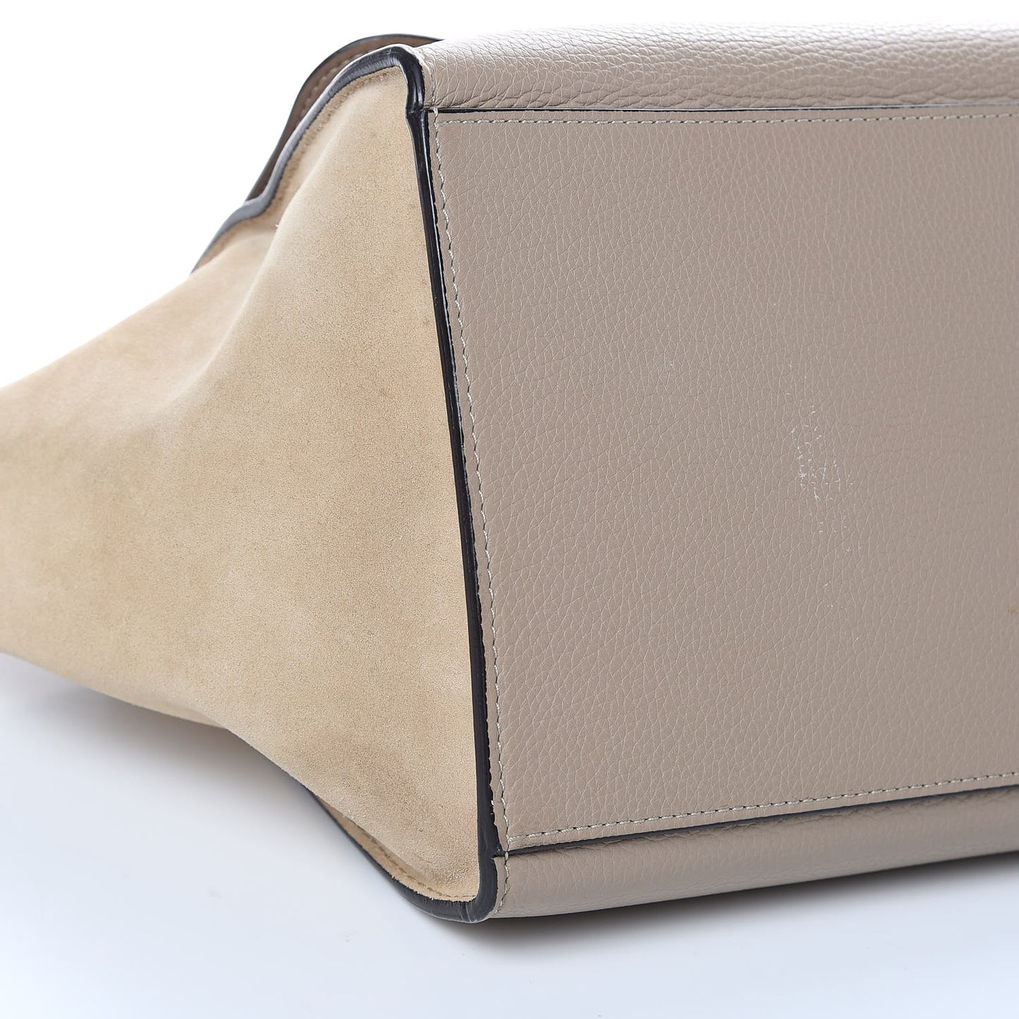Drummed Calfskin Suede Medium Trapeze Dune