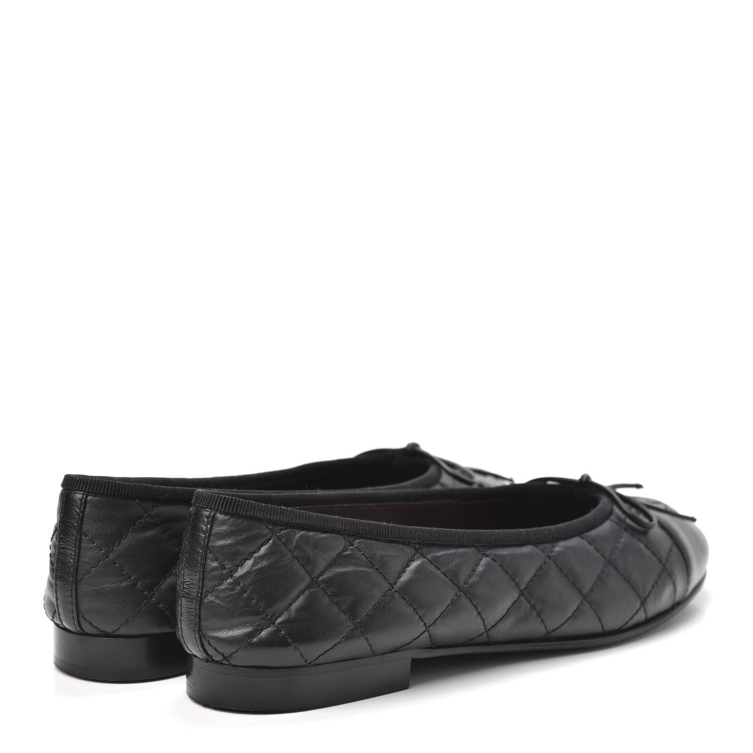Chanel Aged Calfskin Quilted CC Cap Toe Ballerina Flats 36.5 Black 4 of 7