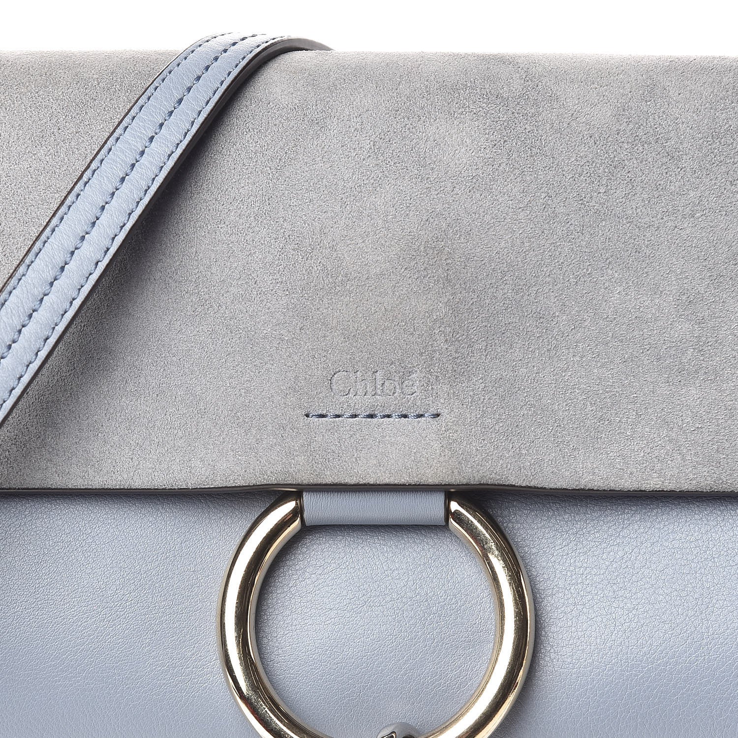 Chloe Suede Calfskin Small Faye Shoulder Bag Washed Blue 15 of 15