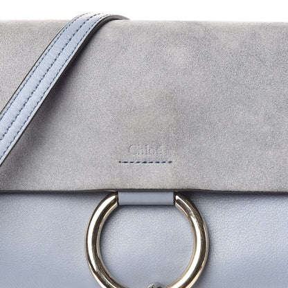 Chloe Suede Calfskin Small Faye Shoulder Bag Washed Blue 15 of 15