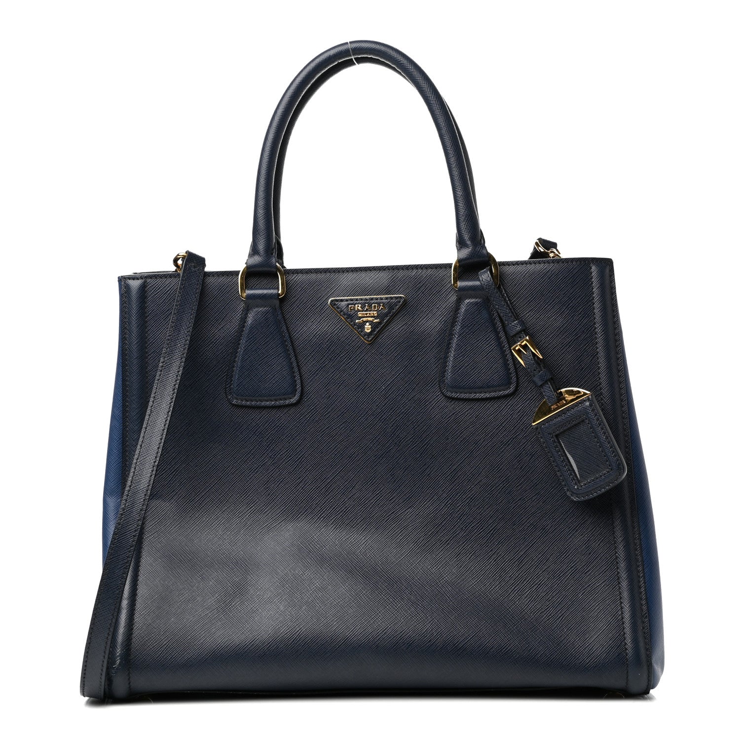 Prada Saffiano Lux Medium Bi-Color Tote Baltico Bluette 1 of 9