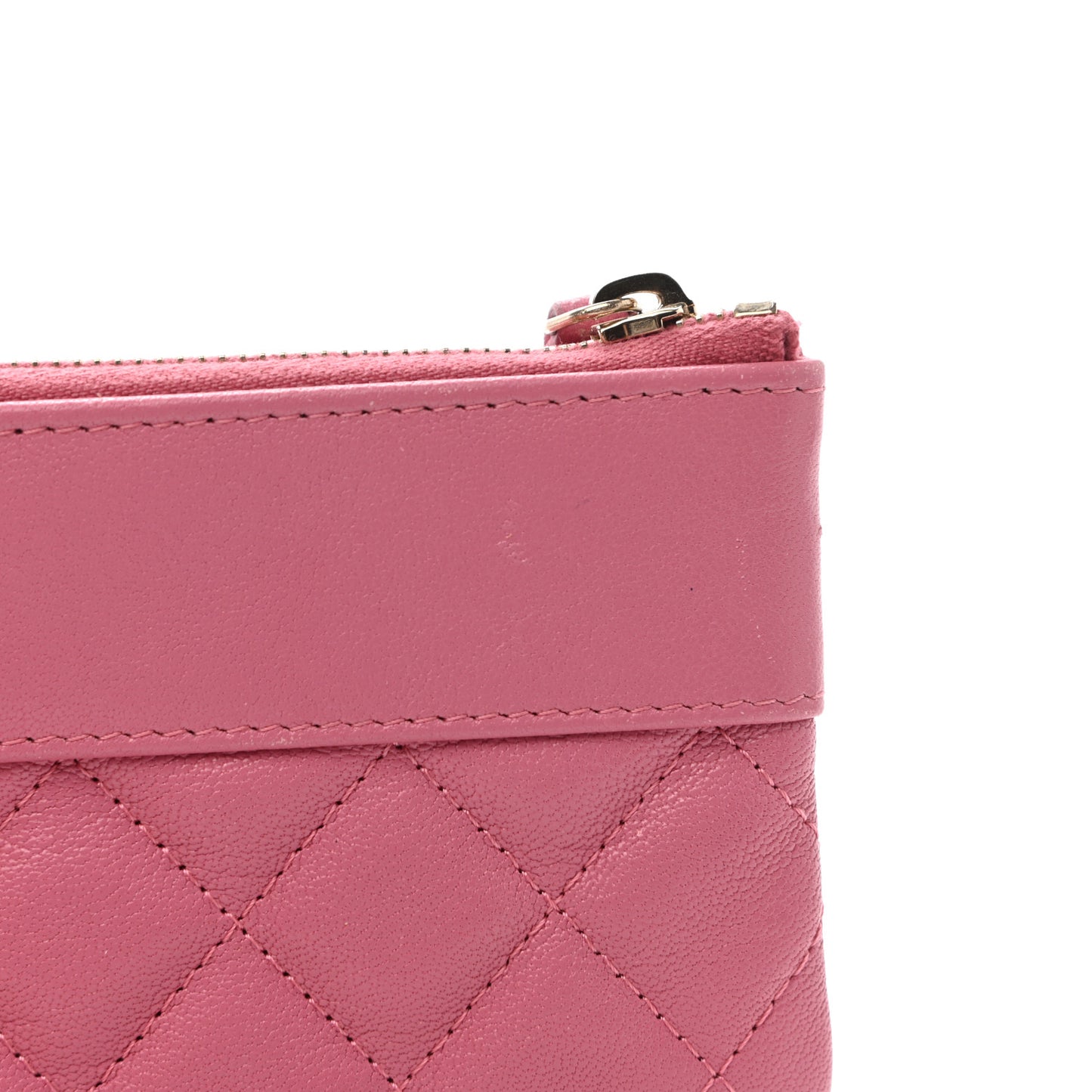 Sheepskin Quilted Small Vintage Mademoiselle Cosmetic Case Dark Pink