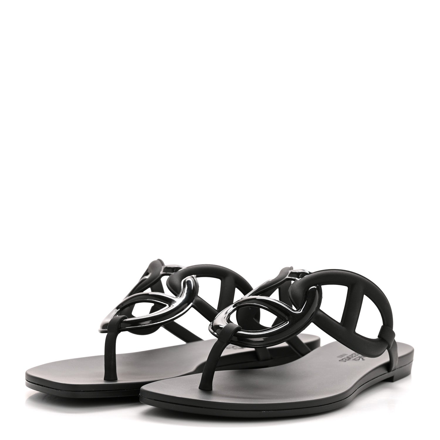 Hermes Rubber Womens Egerie Sandals 37 Black 4 of 10