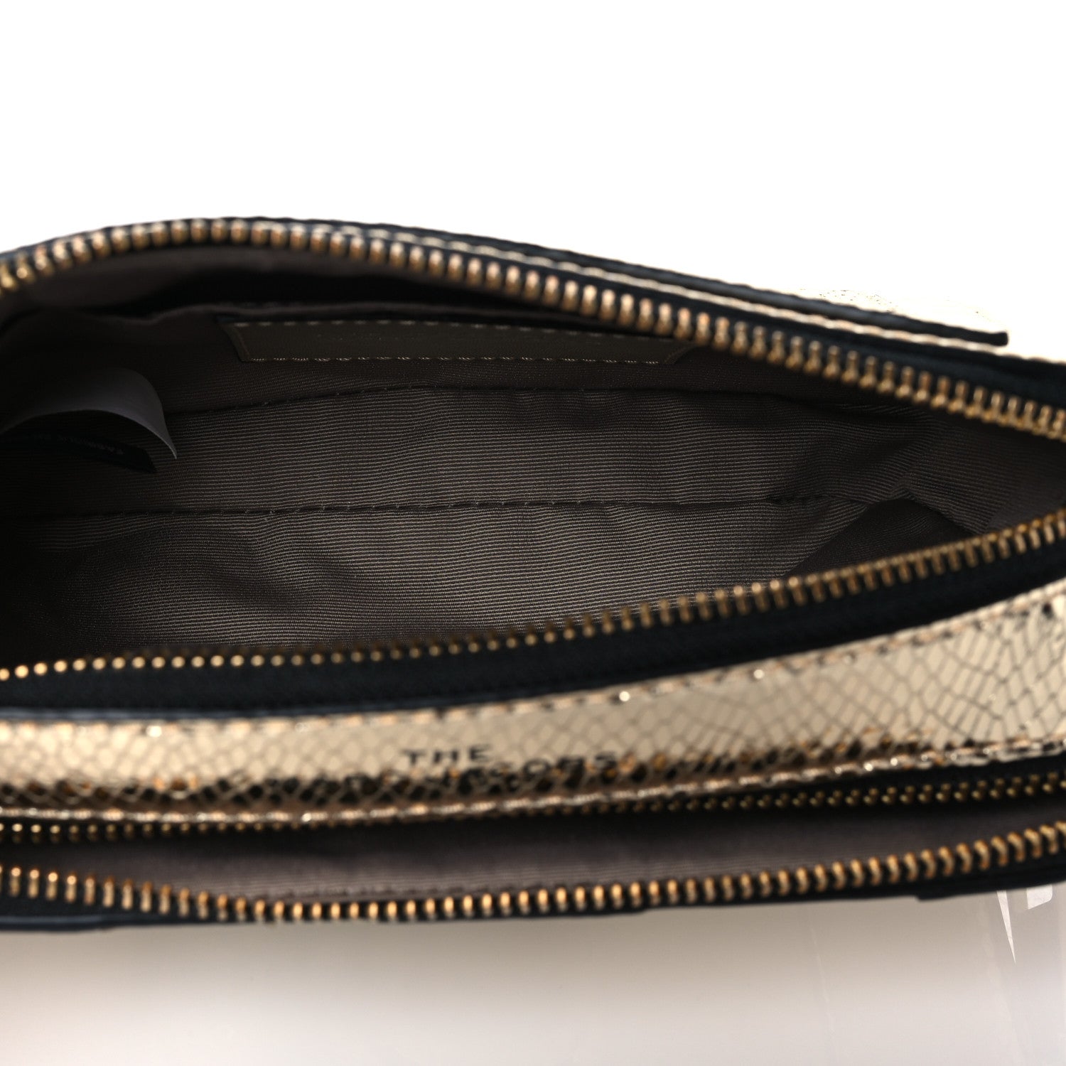 Marc Jacobs Metallic Sequin Snake Embossed Calfskin Stripe Snapshot Camera Bag Gold 4 of 10