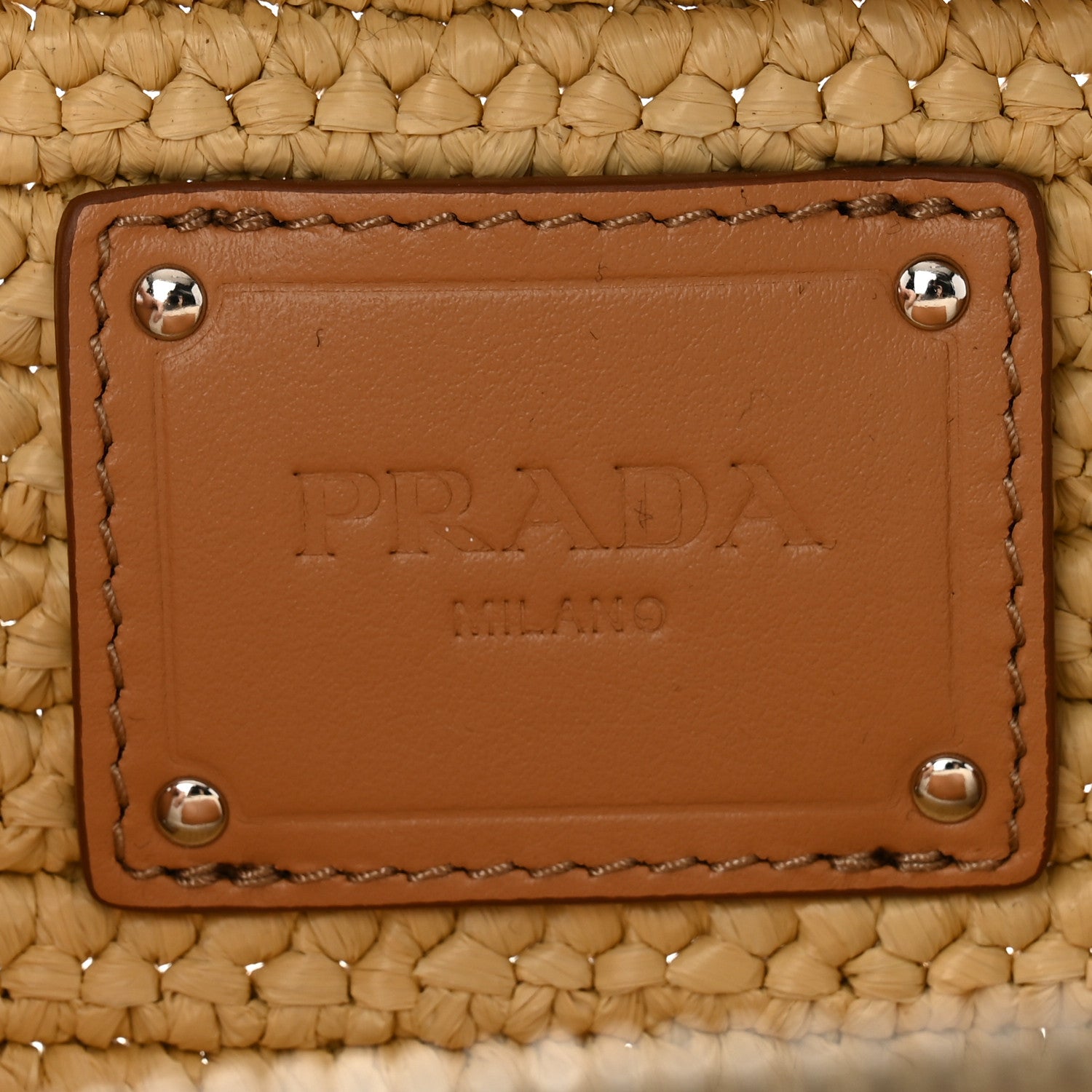 Prada Yarn Raffia Effect Crochet Brique Crossbody Bag Natural 6 of 13