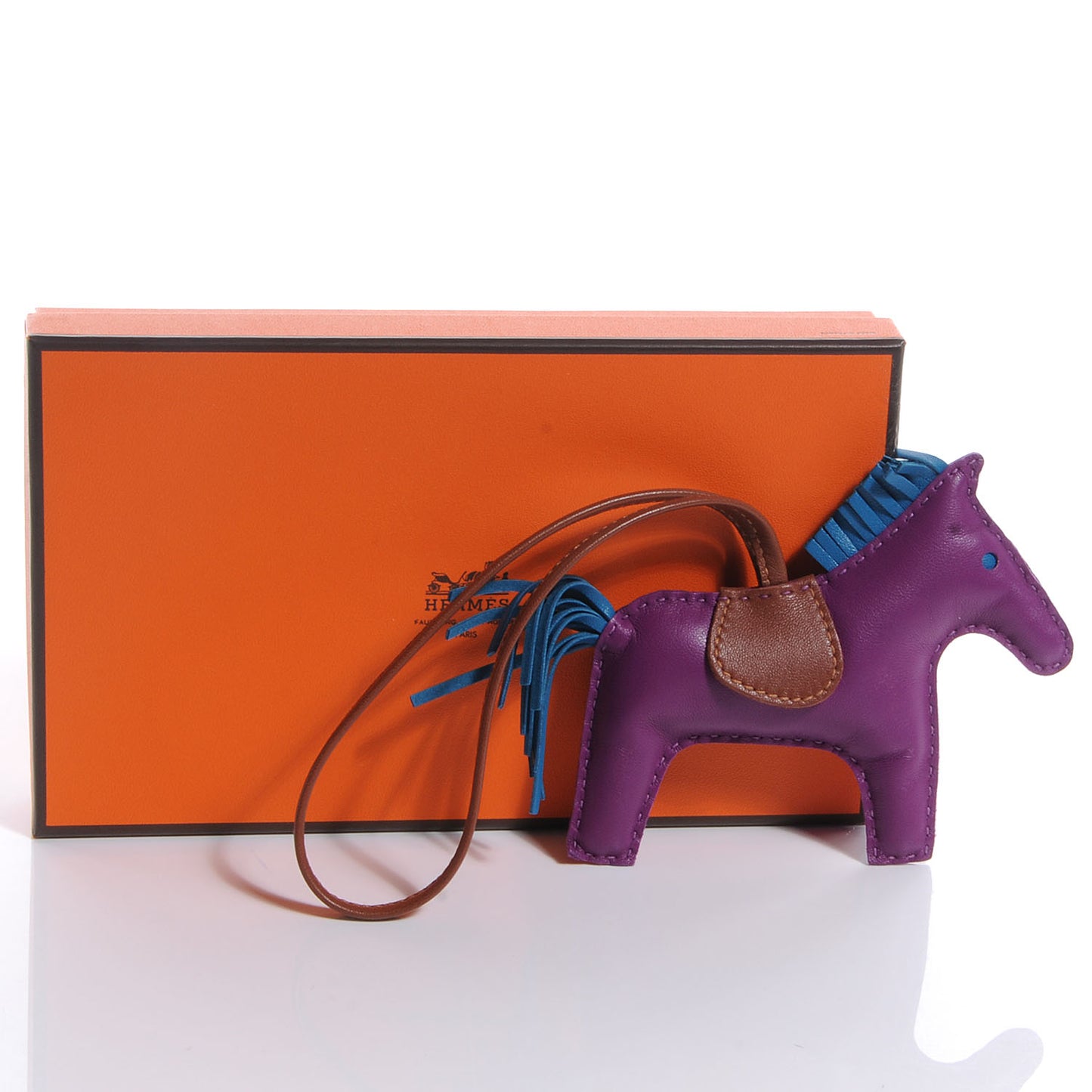 Milo Lambskin Grigri Rodeo Horse Bag Charm MM Anemone and Bleu Izmir