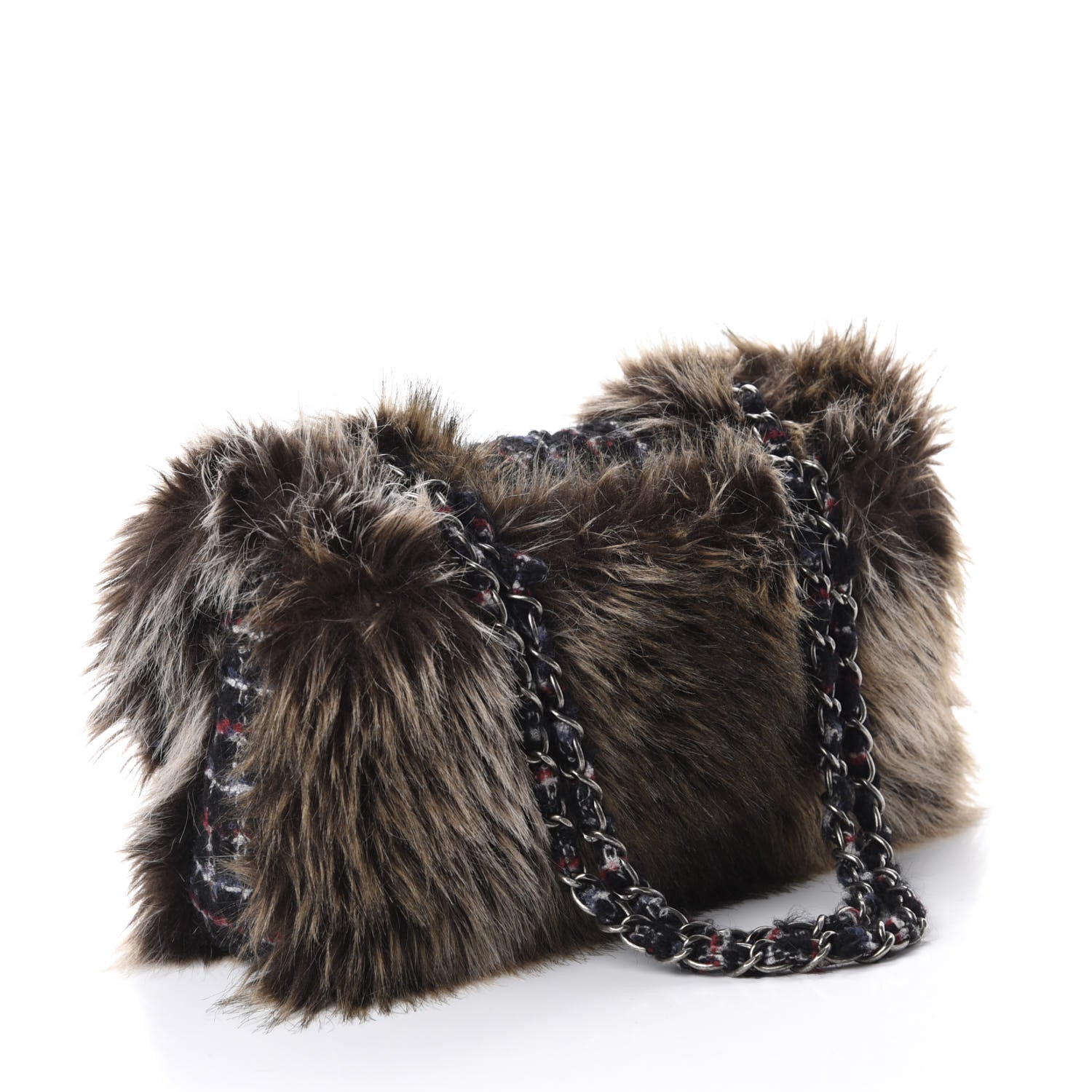 Chanel Tweed Arctic Fantasy Fur Flap Blue Red 3 of 10