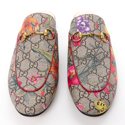 Gucci GG Supreme Monogram Flora Womens Princetown Slippers 39.5 Beige Ebony Multicolor Rosso 2 of 10
