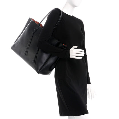 Lanvin Smooth Calfskin Medium Fringe Shopper Tote Black 2 of 6