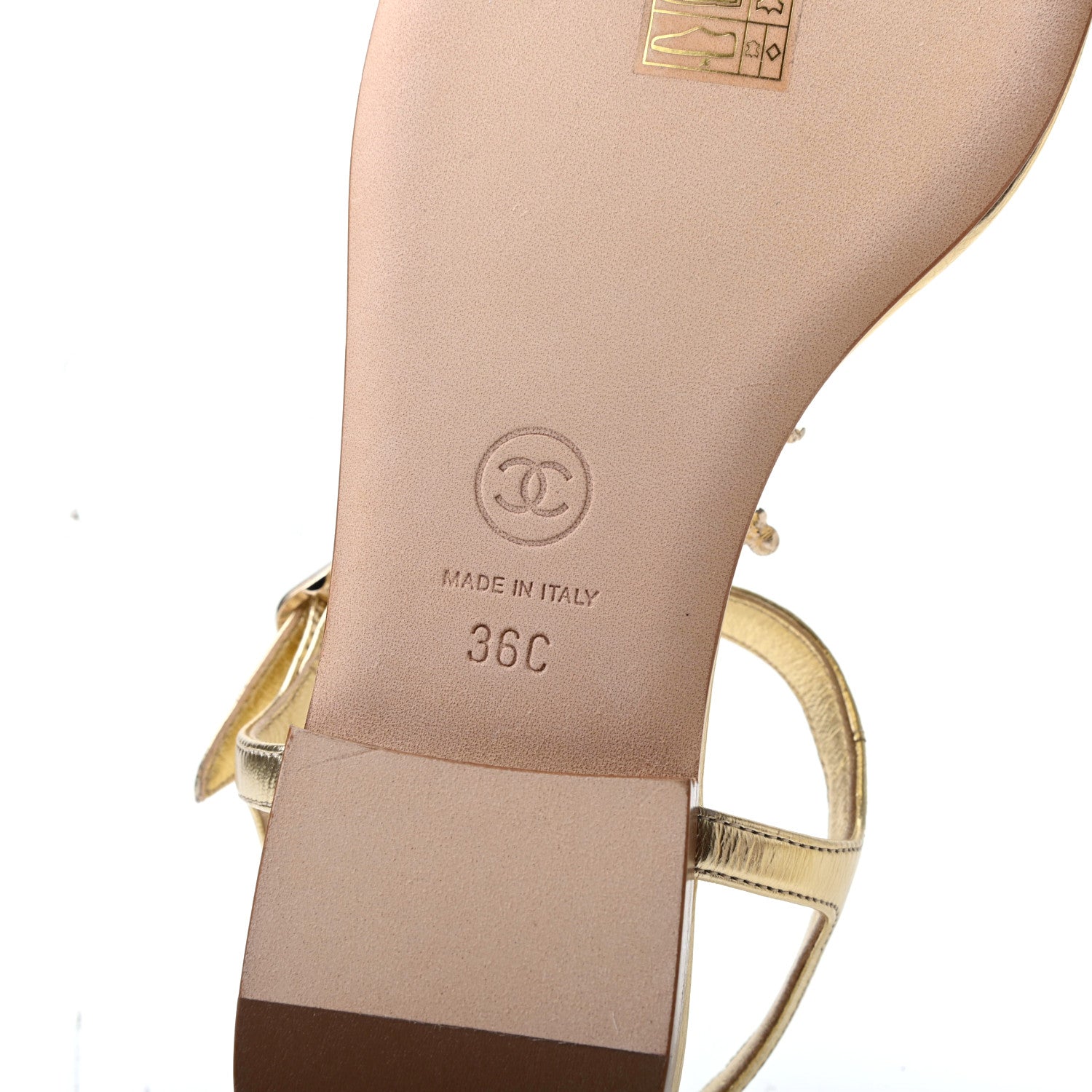 Chanel Laminated Lambskin Pearl CC Thong Sandals 36 Gold 7 of 10