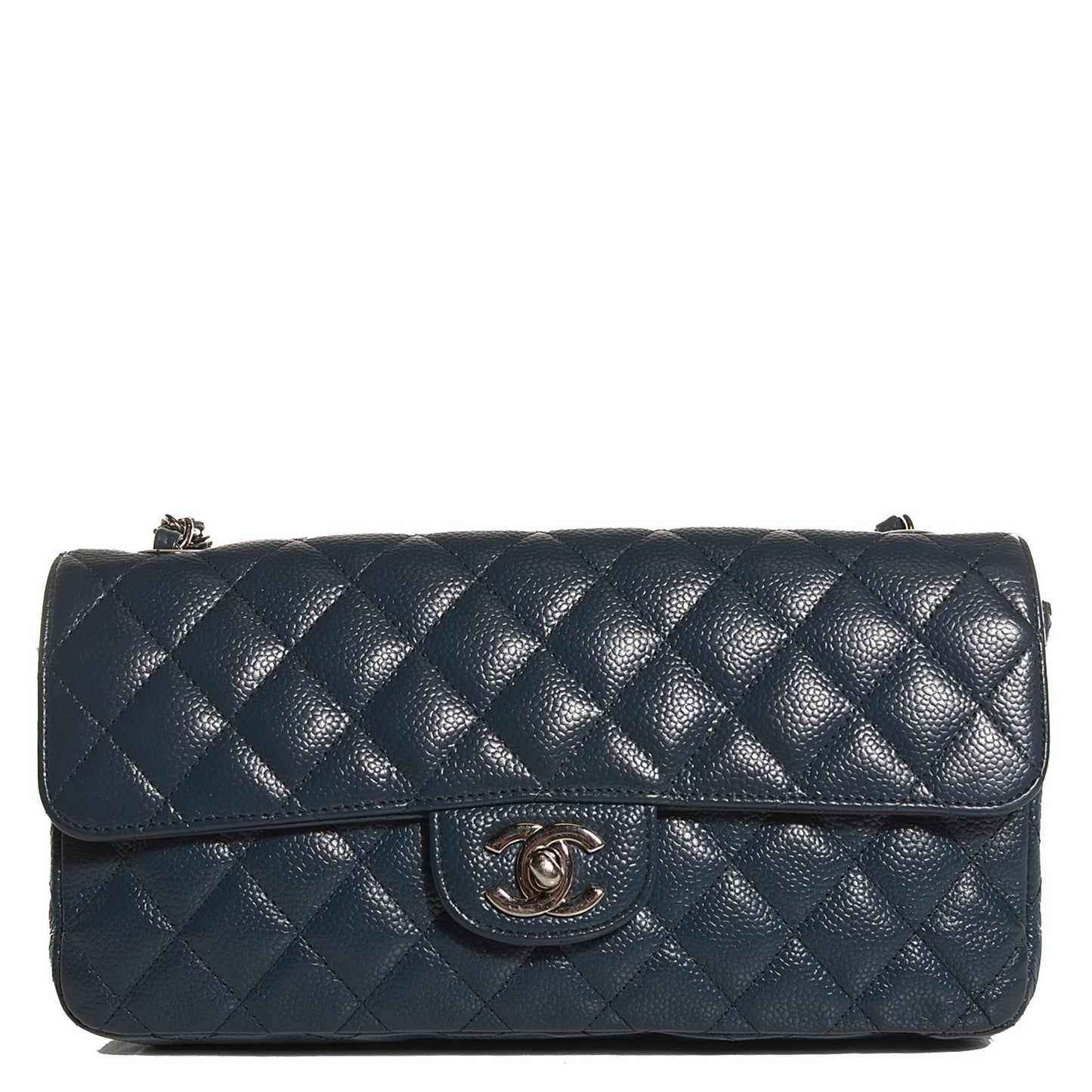 Caviar Quilted East West Flap Blue