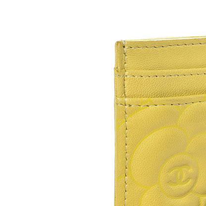 Chanel Goatskin Camellia Embossed Card Holder Yellow 12 of 12