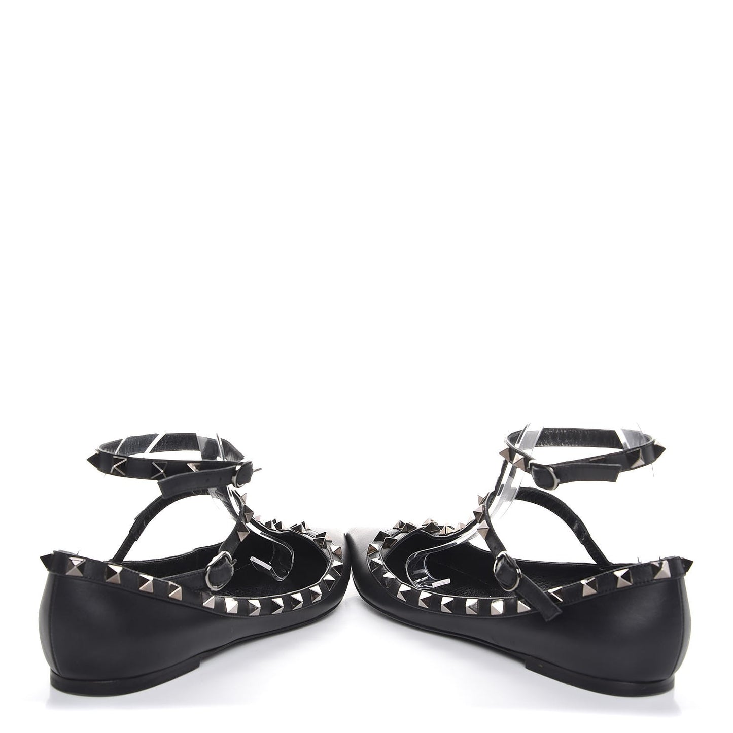 Nappa Rockstud Cage Ballerina Flats 38 Black