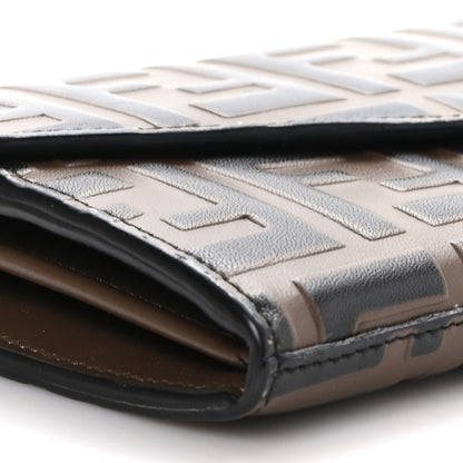 Fendi Vitello Soft F is Bi-Color FF 1974 Embossed Continental Envelope Wallet On Chain Maya Black 10 of 12