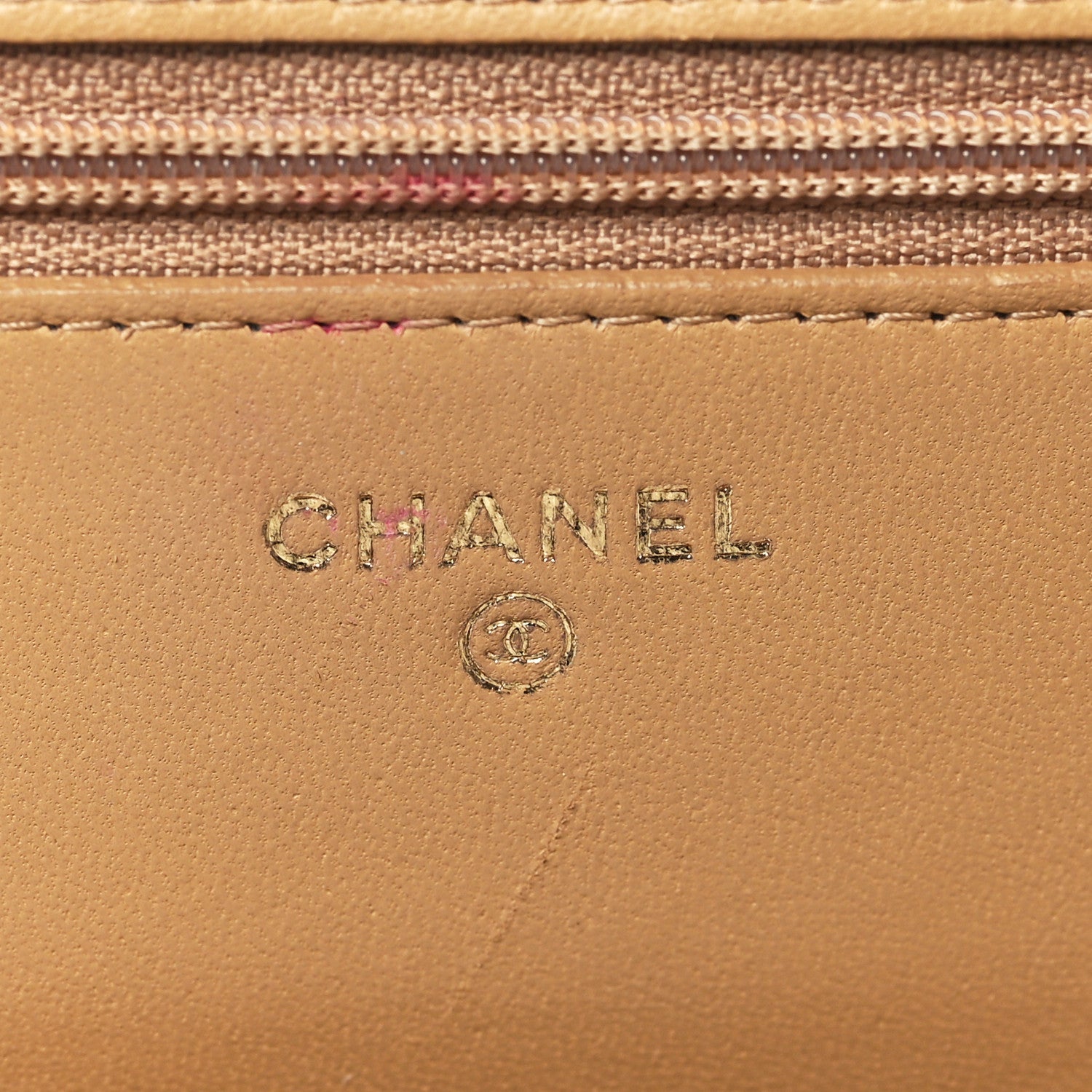 Chanel Lambskin Chevron Quilted Trendy CC Wallet On Chain WOC Beige 6 of 13