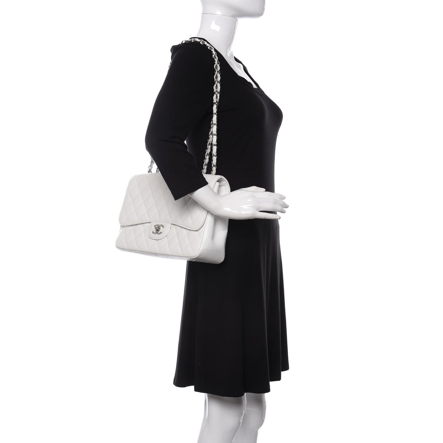 Caviar Quilted Jumbo Single Flap White