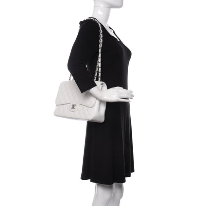 Chanel Caviar Quilted Jumbo Single Flap White 2 of 15