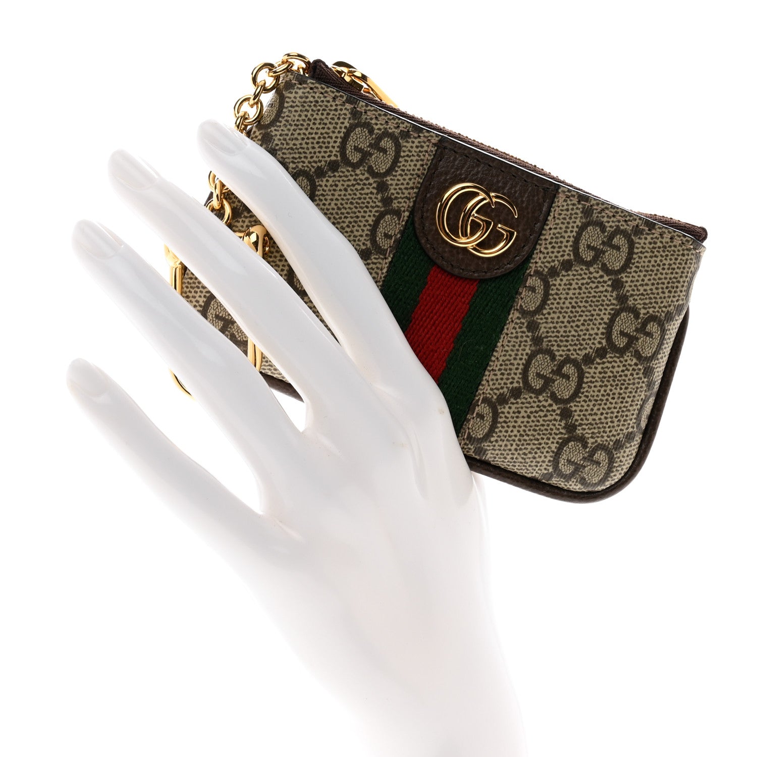 Gucci GG Supreme Monogram Web Ophidia Key Case Beige New Acero 2 of 7