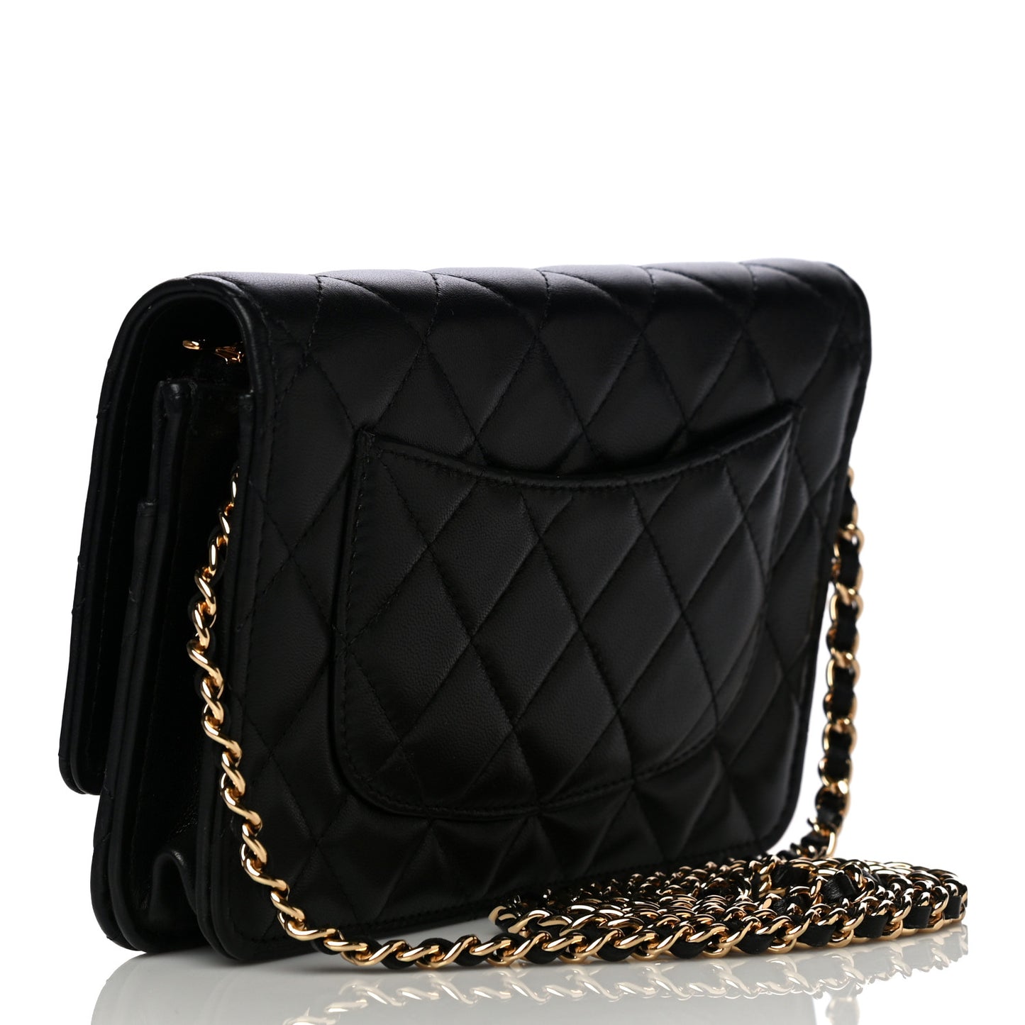 Lambskin Quilted Wallet On Chain WOC Black
