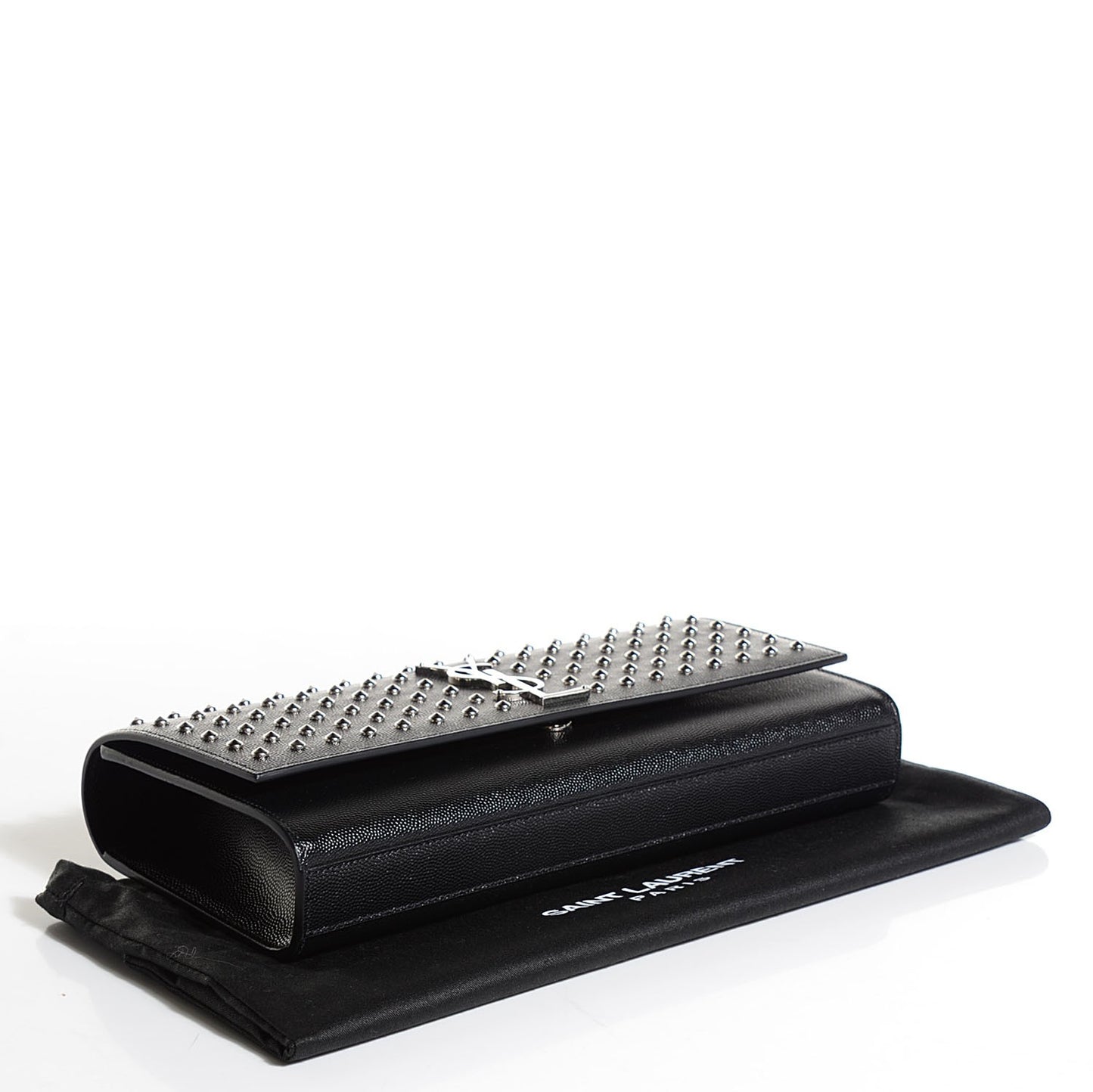 Grain De Poudre Classic Monogram Studded Clutch Black