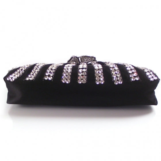 Satin Jeweled Crystal Flower Clutch