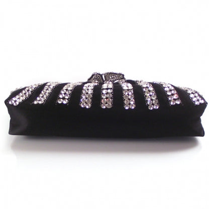 Valentino Garavani Satin Jeweled Crystal Flower Clutch 4 of 7