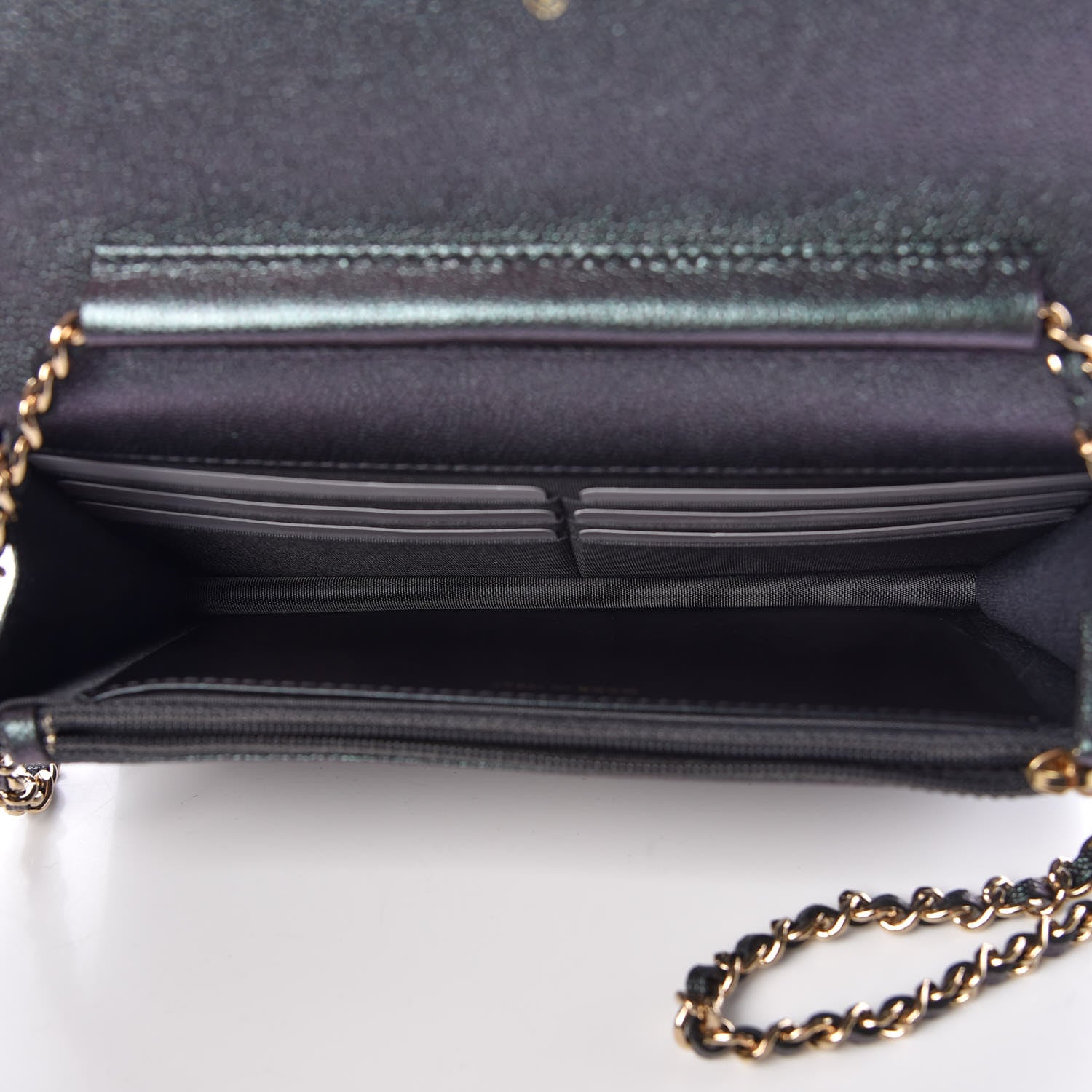 Chanel Iridescent Caviar Quilted Wallet On Chain WOC Black 7 of 11