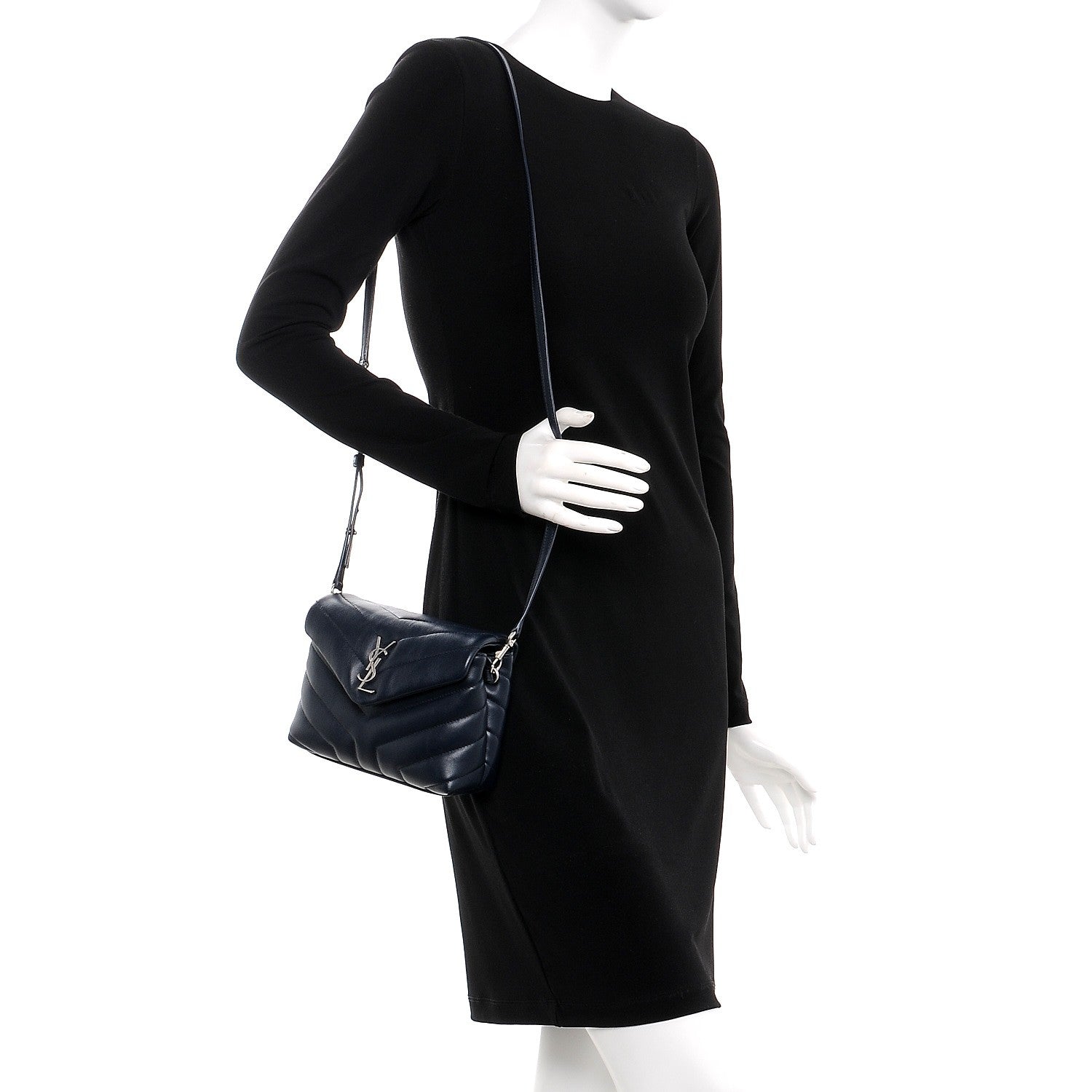 Saint Laurent Calfskin Y Quilted Monogram Toy Loulou Chain Satchel Medium Blue 2 of 8