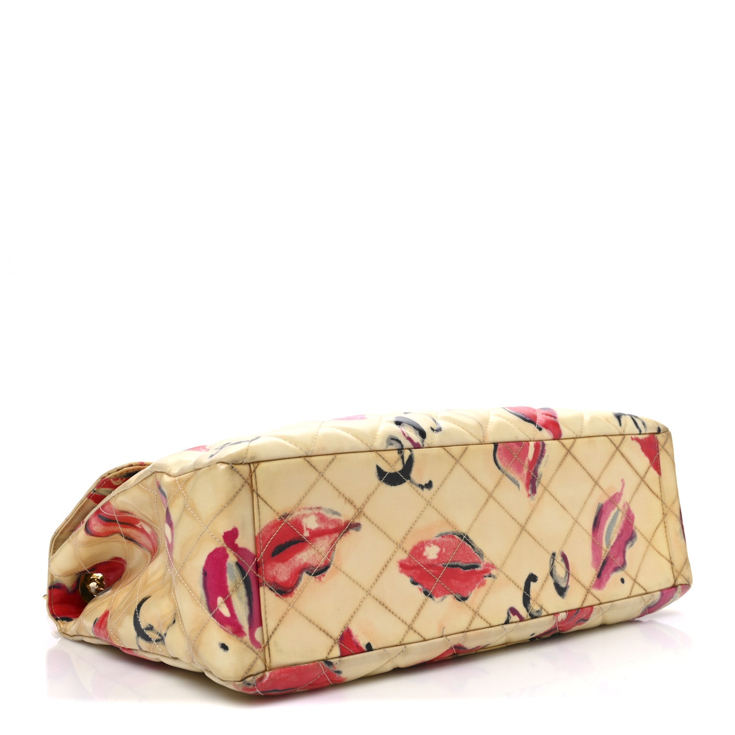 Chanel Coated Canvas Quilted Lips and Kisses Graffiti XL Jumbo Single Flap White Multicolor 4 of 13