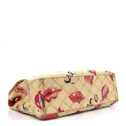 Chanel Coated Canvas Quilted Lips and Kisses Graffiti XL Jumbo Single Flap White Multicolor 4 of 13