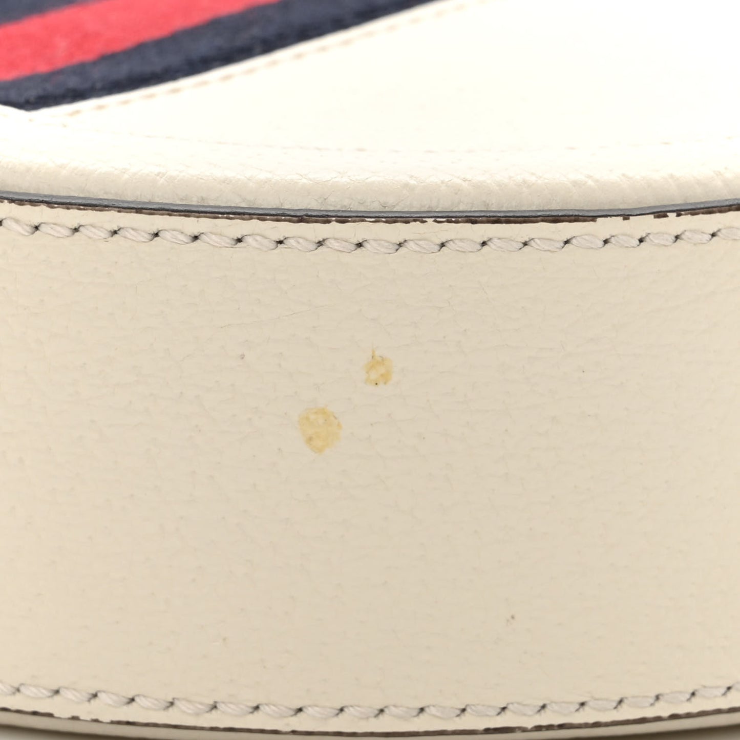 Textured Calfskin Web Mini Ophidia Round Shoulder Bag Mystic White