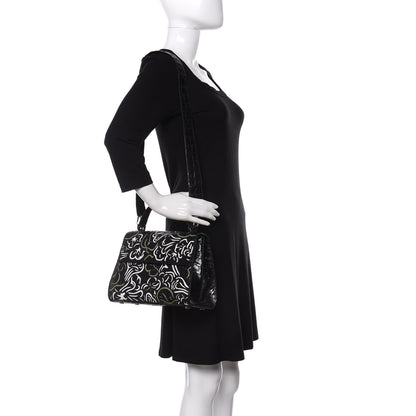 Nancy Gonzalez Crocodile Medium Floral Lexi Top Handle Bag Black Multicolor 2 of 10