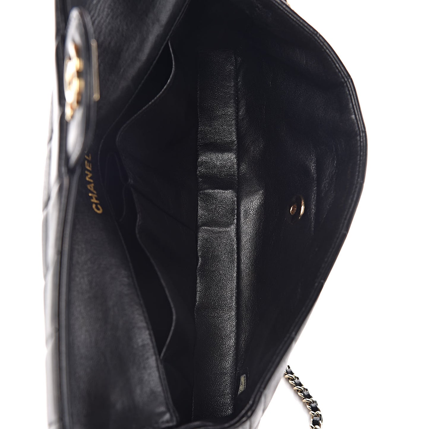 Lambskin East West Chocolate Bar Flap Black