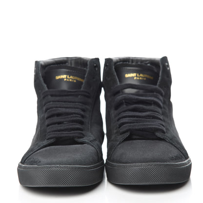 Saint Laurent Distressed Canvas Mens Classic Court High Top Sneakers 43 Black 2 of 10