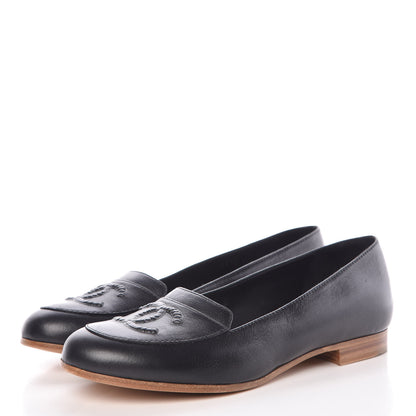 Chanel Lambskin CC Loafers 39.5 Black 3 of 12