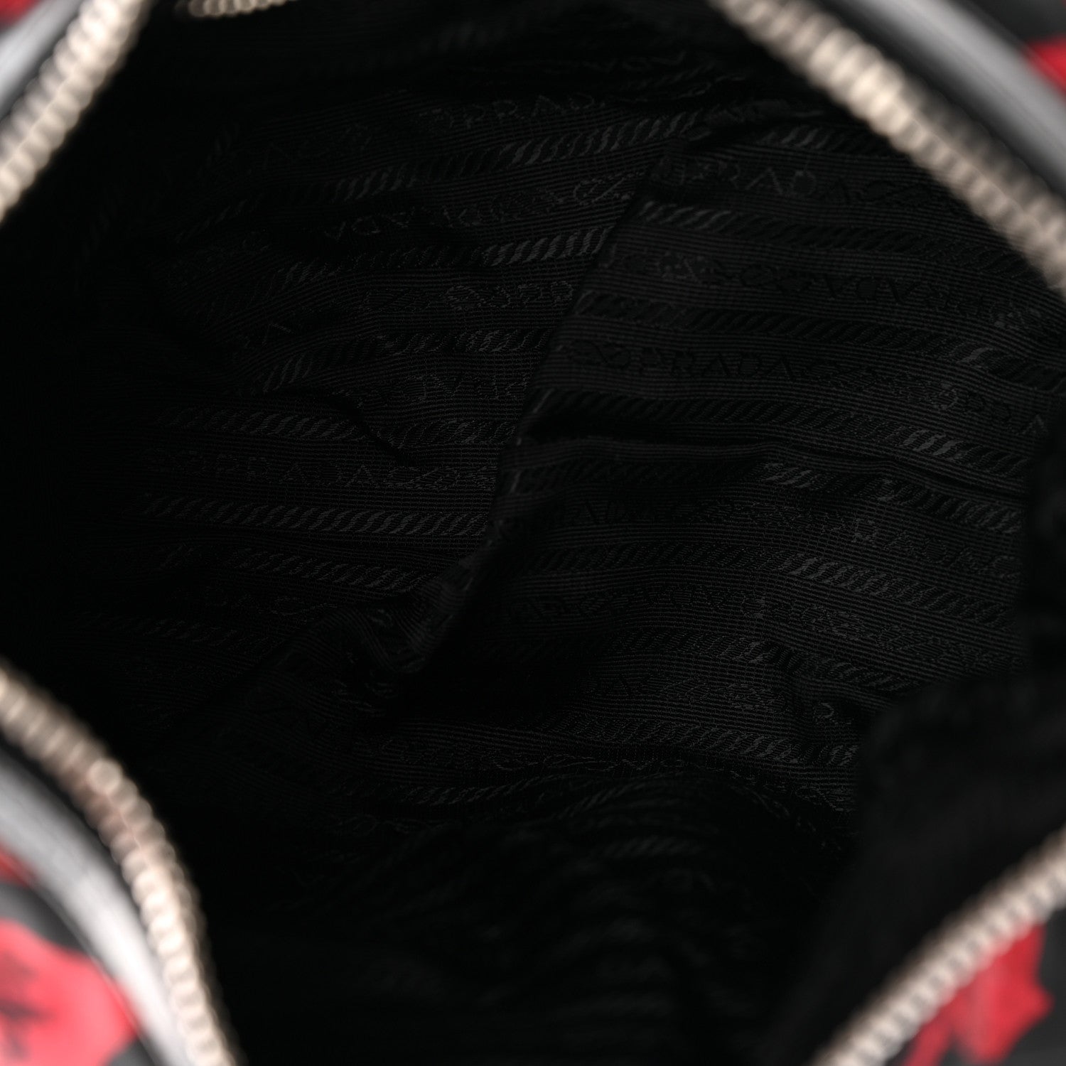 Prada Tessuto Nylon Rose Shoulder Bag Black Rosso 5 of 11