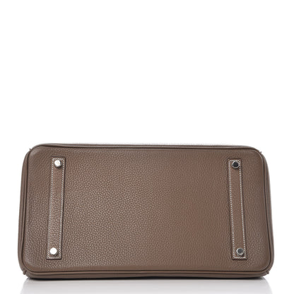 Hermes Taurillon Clemence Birkin 35 Etoupe 4 of 36