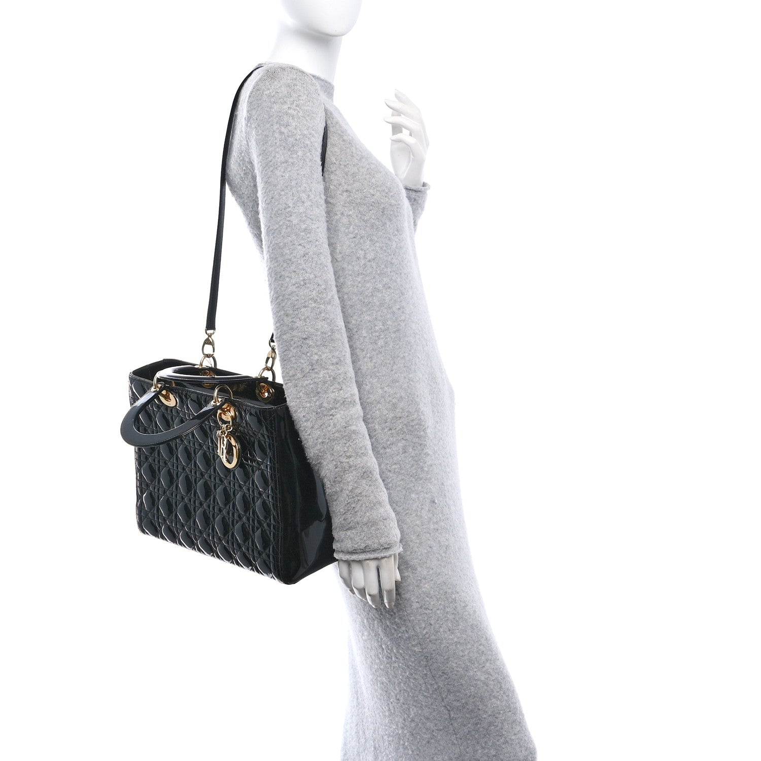 Christian Dior Patent Cannage Large Lady Dior Black 2 of 10