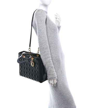 Christian Dior Patent Cannage Large Lady Dior Black 2 of 10